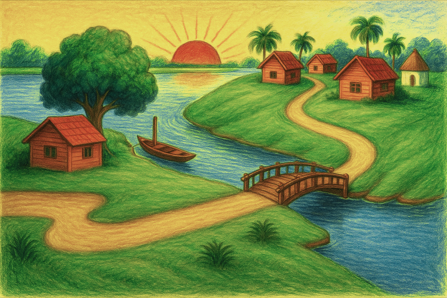 Village scene T-Shirt for Boys - Kids inspired by nature-culture linkages