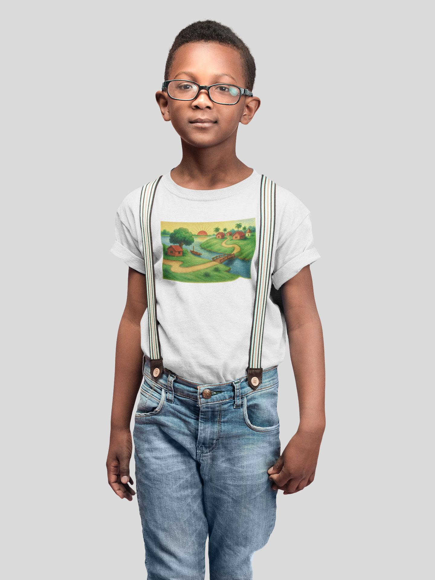 Village scene T-Shirt for Boys - Kids inspired by nature-culture linkages