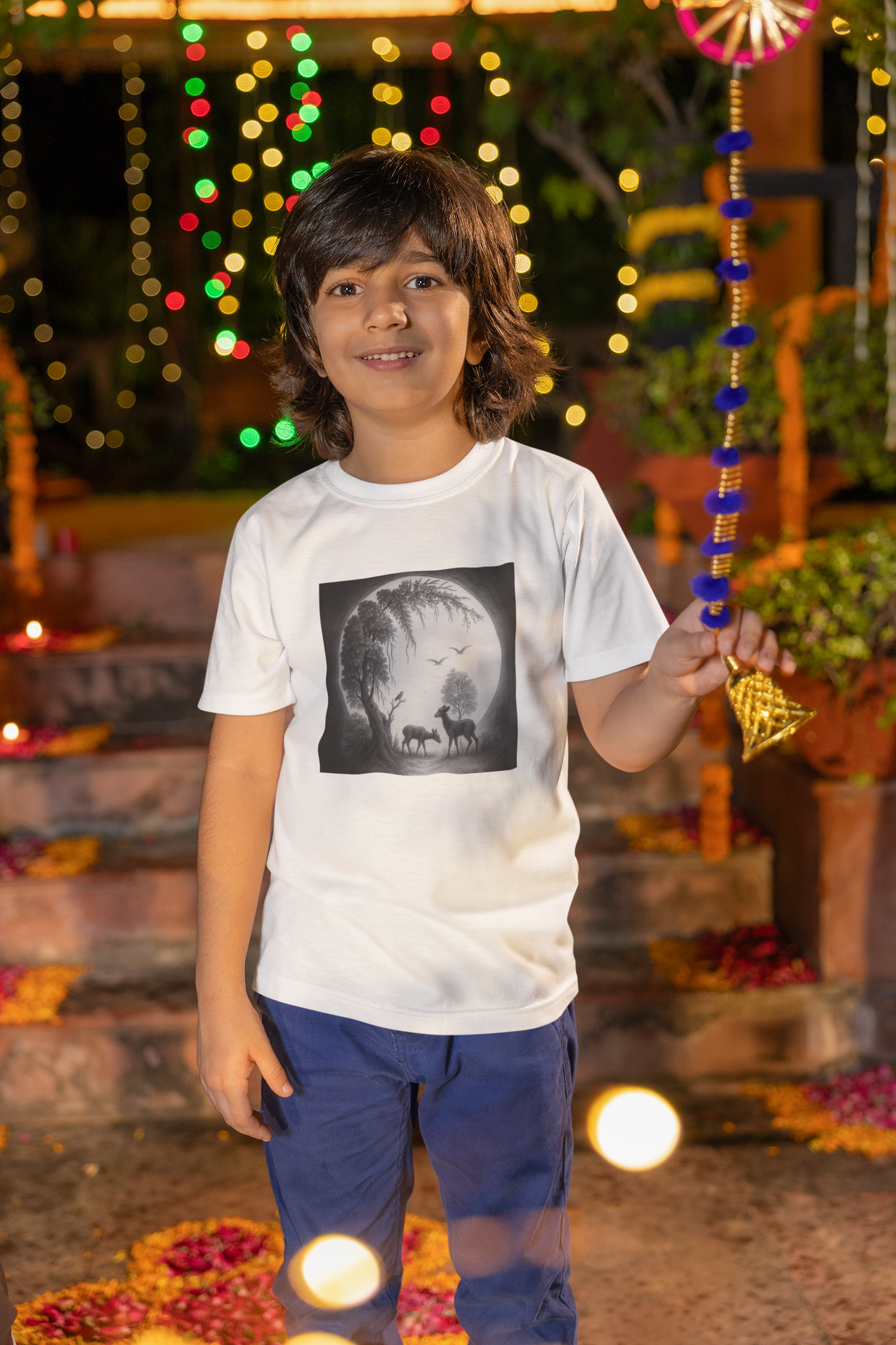 Wildlife in moonlight T-Shirt for Boys - Kids inspired by beauty of nature