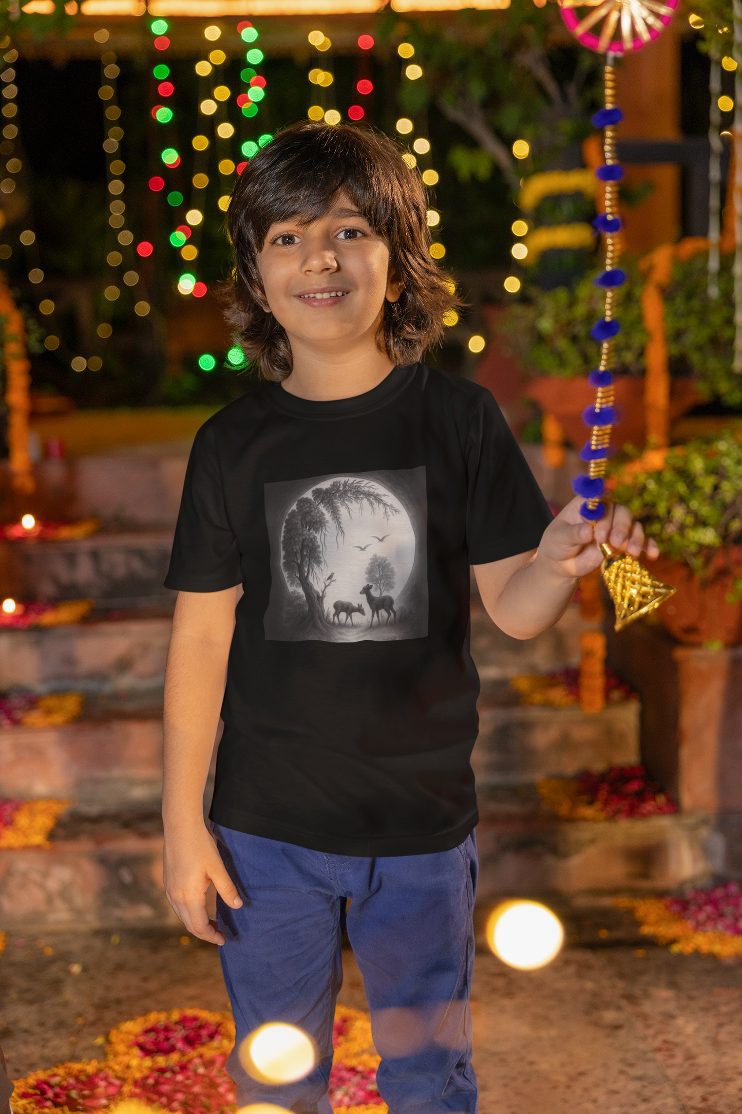 Wildlife in moonlight T-Shirt for Boys - Kids inspired by beauty of nature